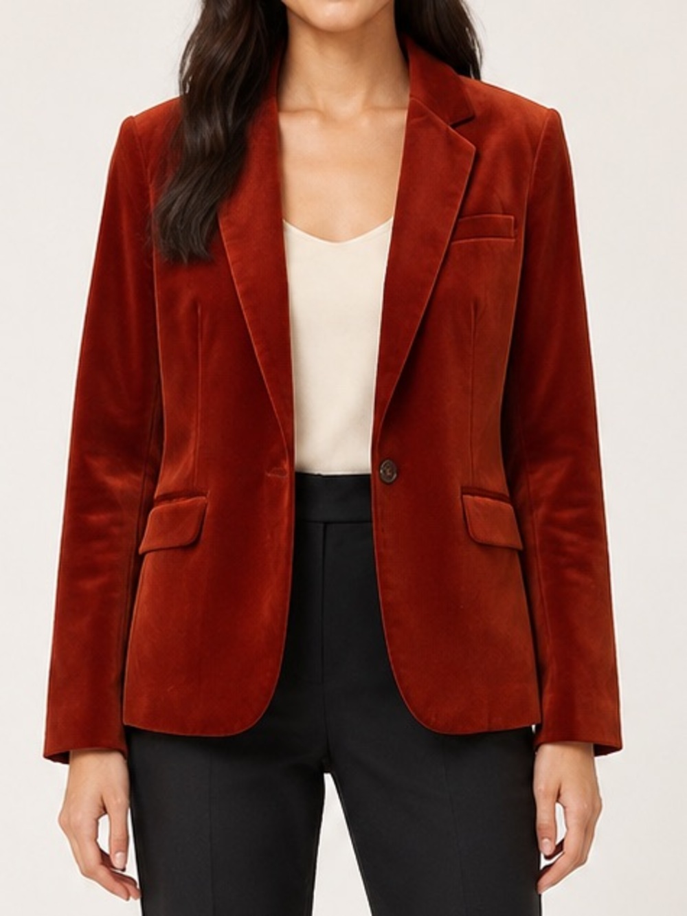 The Limited Rust Burnt Orange Velvet Blazer Size Medium